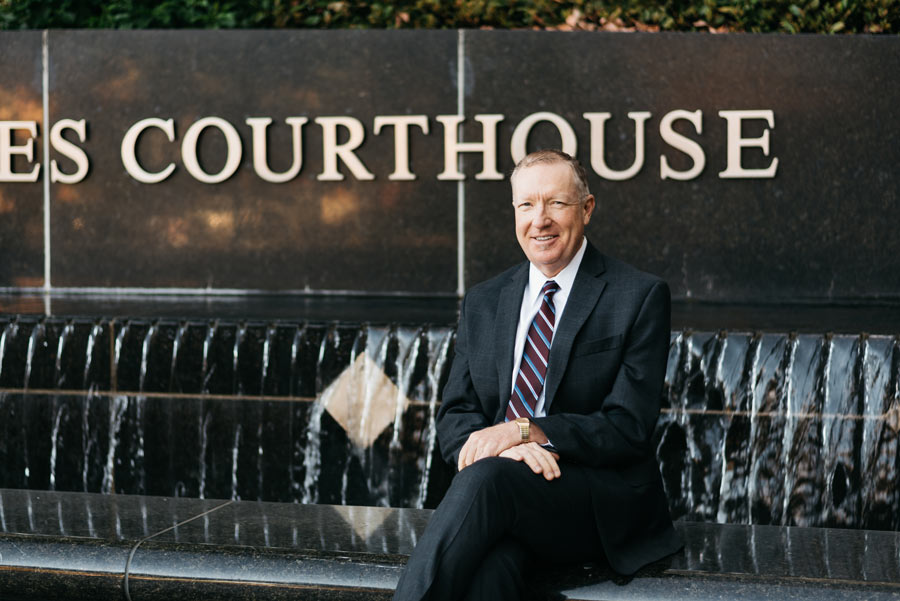 Jack Young seated at Courthouse