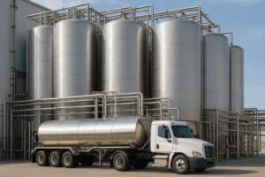 creamery equipment: tanks and delivery vehicle